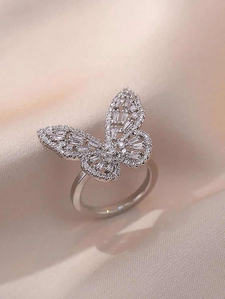 Butterfly Crystal Adjustable Ring