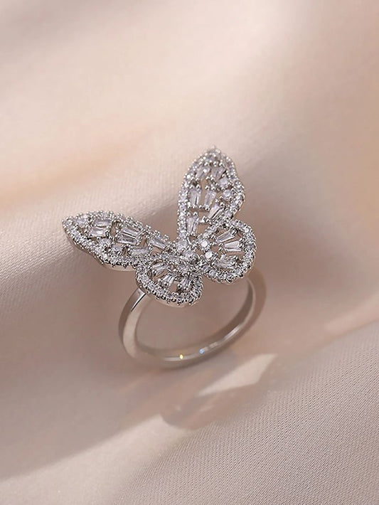 Butterfly Crystal Adjustable Ring