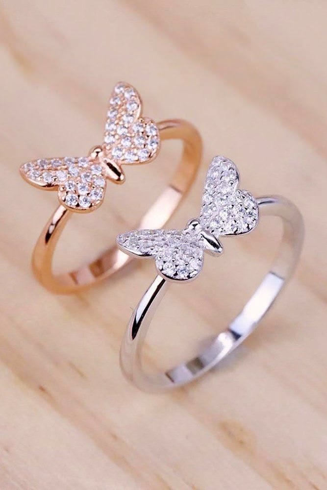 Butterfly Crystal Adjustable Ring